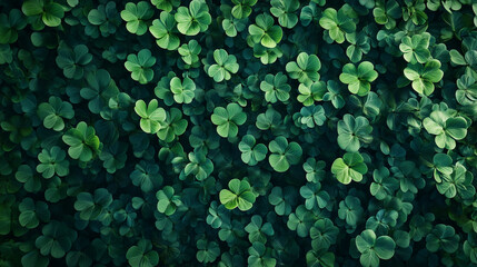 Shamrocks, green four leaf cloves