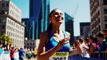 Excited Runner Achieving Marathon Goal Successfully