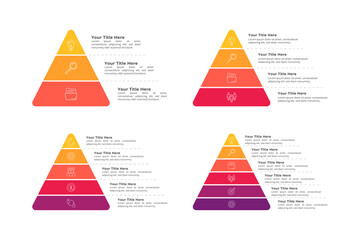 3 up to 6 Steps Pyramid Infographic with Editable Text for Business Presentation, Poster, Banner and Booklet.