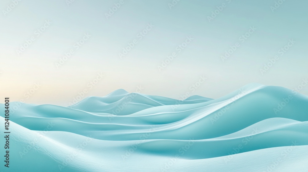 Poster abstract mint green gradient background with soft wavy shapes and a bright sky