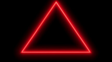 Red neon triangle frame, dark background