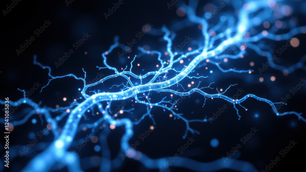 Aufkleber high-resolution 3d rendering of a vagus nerve stimulation process with electric shocks illuminating 