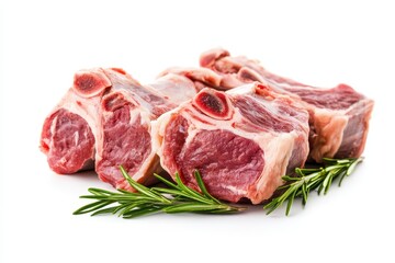 Fototapeta premium Fresh raw young lamb meat isolated on white background