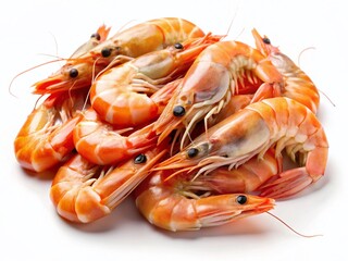 Fresh Raw Shrimp Set, Isolated Prawns on White Background - High-Resolution Stock Photo