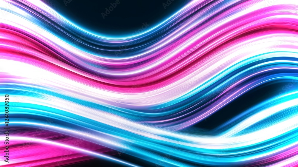 Poster colorful glowing waves creating abstract patterns in a dynamic visual display