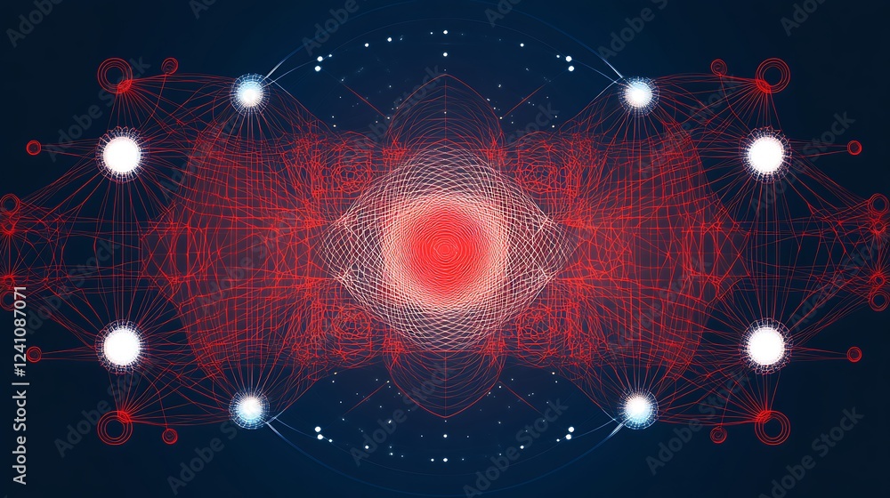 Aufkleber red network data flow, digital background