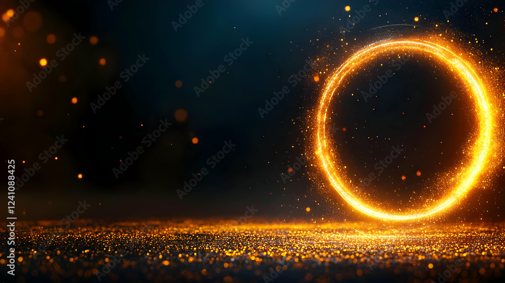 Poster a mesmerizing glowing circle radiates light and energy, creating an enchanting atmosphere filled wit