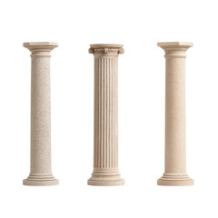 Three elegant columns showcasing classic architectural design and materials.