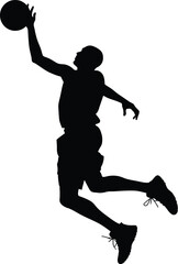 Basketball Player Action Silhouette Vector 