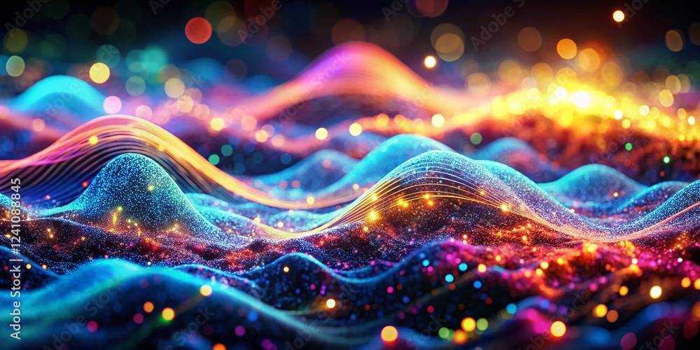 Poster futuristic glowing wave abstract digital background - ai neural network art