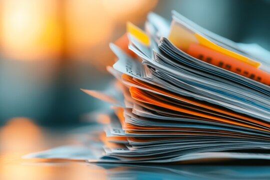A stack of past bank statements bound together, representing financial history and record-keeping