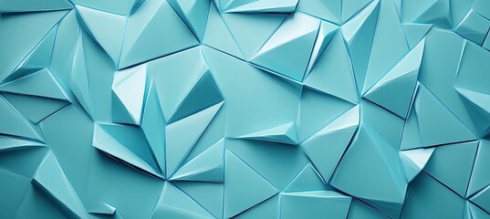 A minimalist cyan background with an abstract arrangement of triangular shapes, producing a dynamic and elegant backdrop.