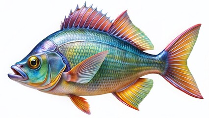 Fototapeta premium Gilthead Sea Bream, Isolated Dorade Fish, Mediterranean Cuisine, Seafood, Ocean Life Stock Photo