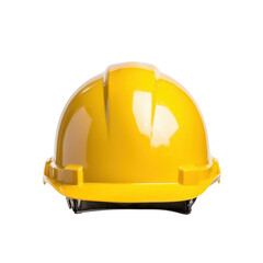 A bright yellow hard hat isolated on a white background for safety equipment.
