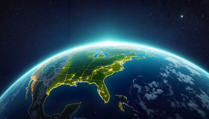 Earth view with illuminated southeastern U.S. at night