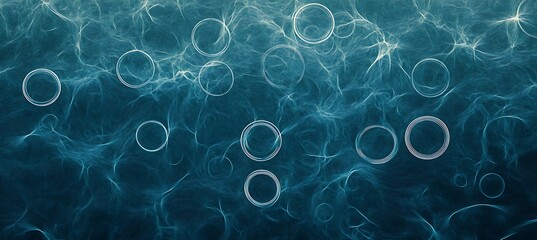 A deep cyan monochrome backdrop with circles of various sizes, offering a clean and stylish background design.
