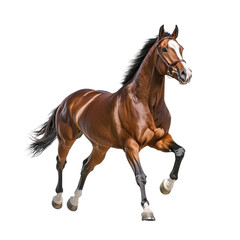 Fototapeta premium A majestic brown horse galloping gracefully in an open field.