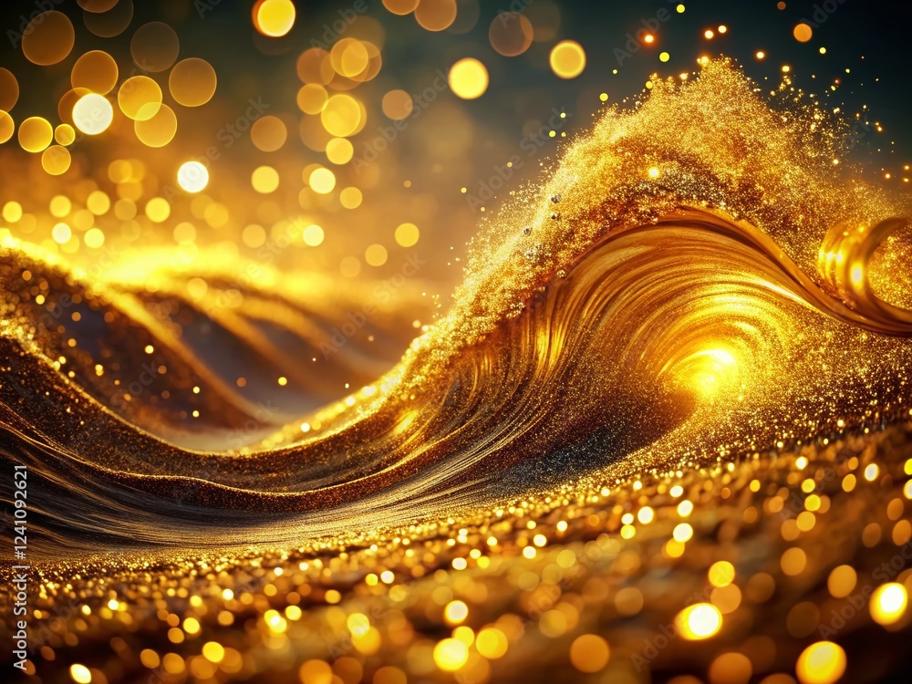 Poster golden glitter wave: abstract sparkling curve background