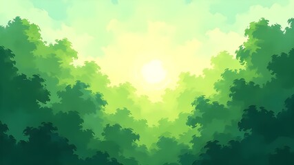 Green and sunny forest