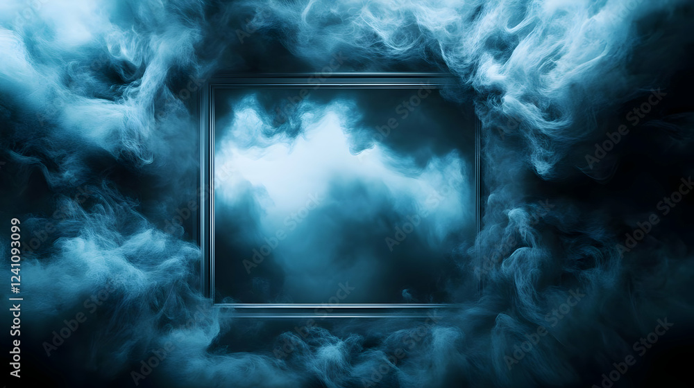 Poster a mysterious fog envelops a blank frame, creating an ethereal atmosphere perfect for creativity and 