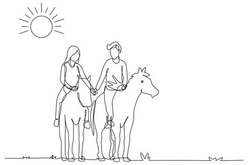 Sunset continuous one line drawing of outline simple vector illustration