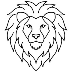 Elegant Lion Head Line Drawing Vector