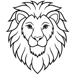 Elegant Lion Head Line Drawing Vector