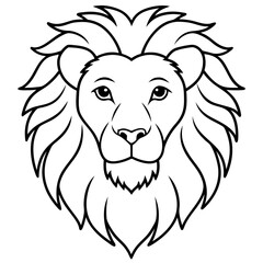 Elegant Lion Head Line Drawing Vector
