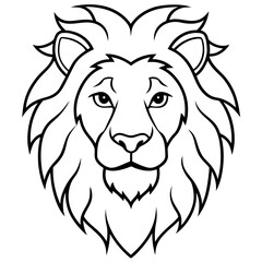 Elegant Lion Head Line Drawing Vector