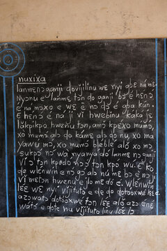 Adult literacy class in Mitro, Benin. Fon language