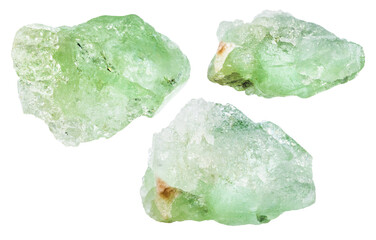 various samples of raw herderite minerals isolated