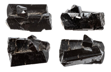 various samples of raw ilvaite minerals isolated