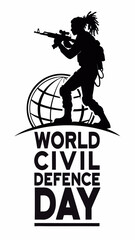 Naklejka premium world civil defence day ,Military Tribute: Strength and Unity