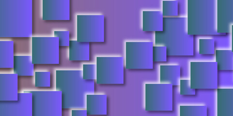 Abstract purple Geometric Background. Random shifted bule cube boxes block background wallpaper banner with copy space. Minimalist design for banner, poster or presentation. 