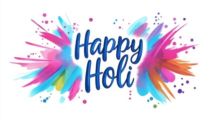 Obraz premium Dynamic digital calligraphy of happy holi celebration festival scene artistic banner vibrant environment joyful concept