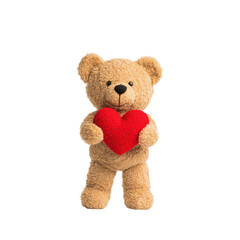 Obraz premium Adorable teddy bear holding a heart, perfect for conveying love and affection.