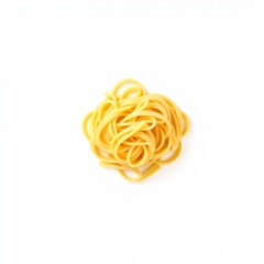 Raw spaghetti nest on white background