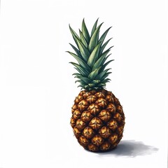Fototapeta premium Realistic illustration of a whole pineapple on a white background