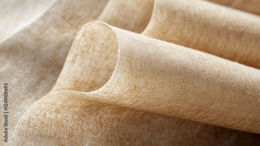 Poster close up of a textured kraft paper with visible fibers and a curled edge showcasing the texture