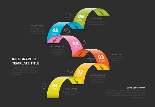 Colorful Dark Six-Step Jumps Infographic Template