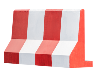 Mock up white and red pattern concrete barrier