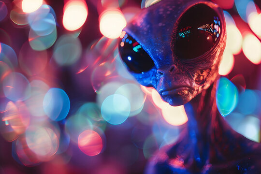 Image of extraterrestrial alien in glowing light generative AI