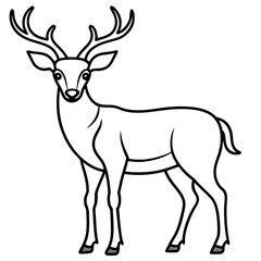 Elegant One-Line Deer Illustration Vector