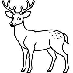 Elegant One-Line Deer Illustration Vector