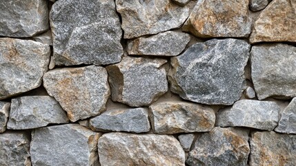 Obraz premium Close up of a textured stone wall featuring a rugged granite pattern with varied shapes