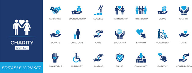 Charity Icon Set - Vector Illustration