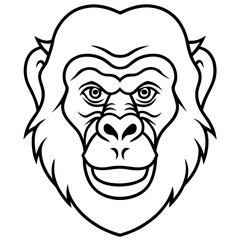 Gorilla Face in Single Stroke Vector Art
