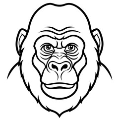 Gorilla Face in Single Stroke Vector Art