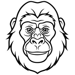 Gorilla Face in Single Stroke Vector Art