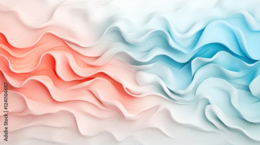 Poster abstract fluid gradient featuring a transition from powder blue to soft coral hues with a wavy textu